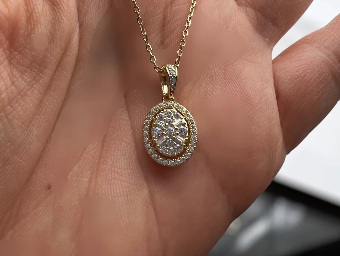 Diamond Halo Pendant Necklace