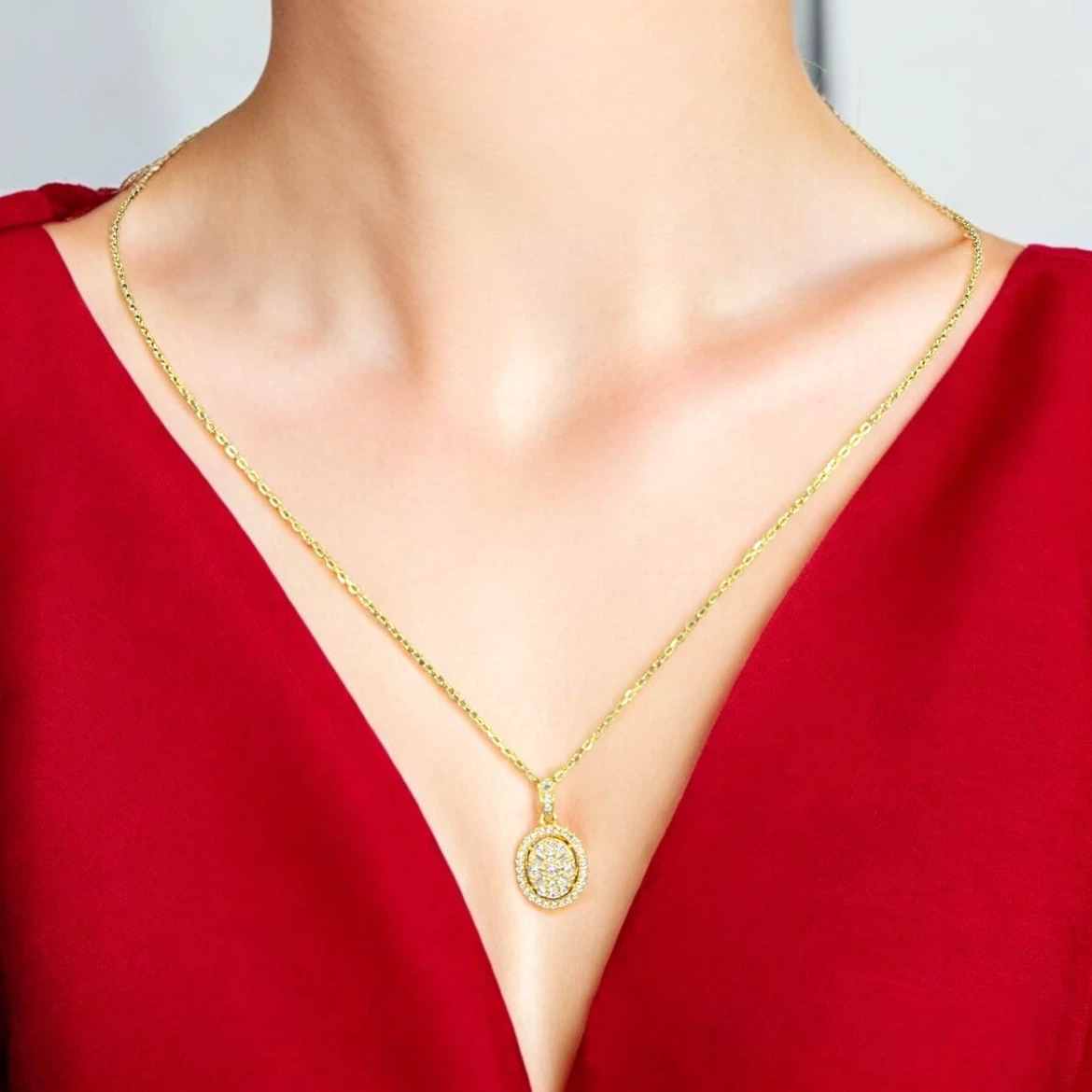 Diamond Halo Pendant Necklace - photo 3