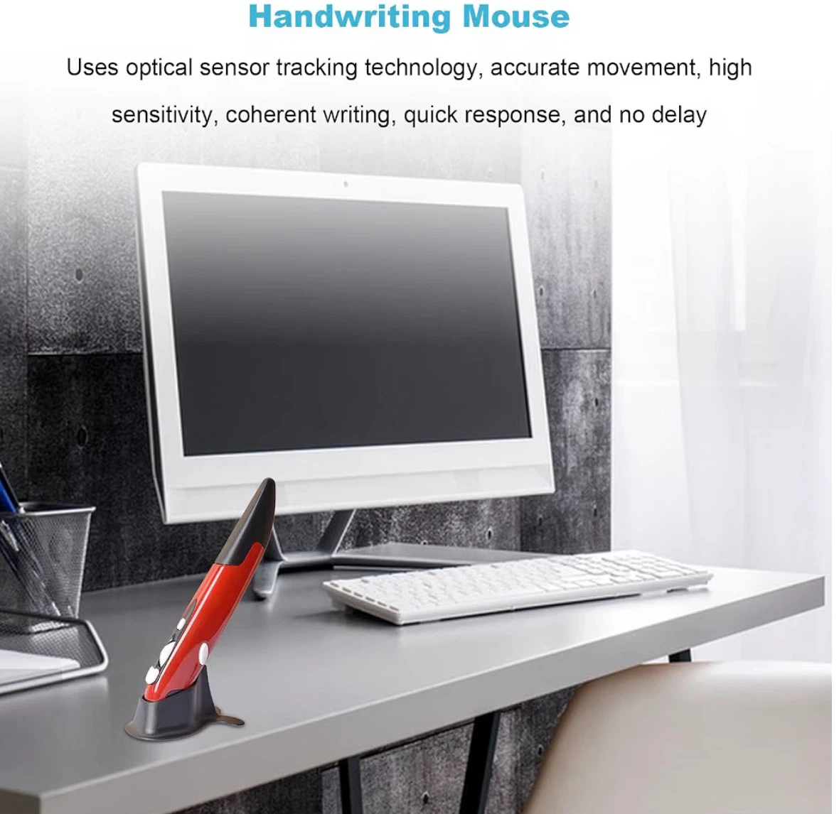 Heayzoki Red 2.4G Wireless Ergonomic Pen Mouse - photo 2