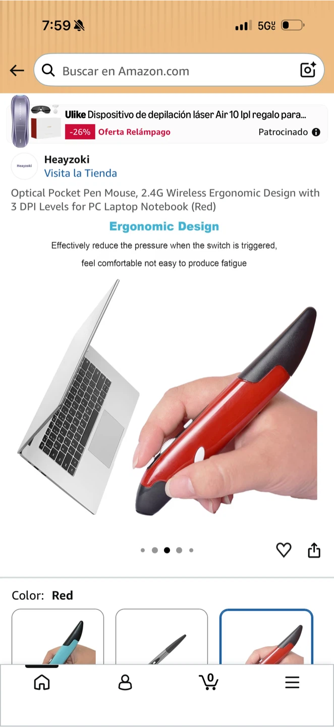 Heayzoki Red 2.4G Wireless Ergonomic Pen Mouse - photo 3