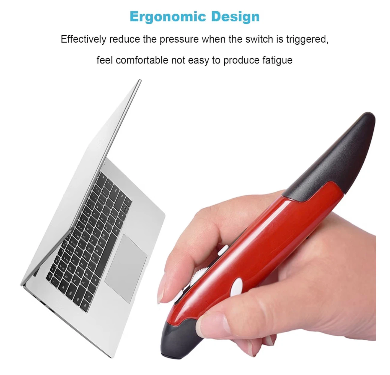 Heayzoki Red 2.4G Wireless Ergonomic Pen Mouse - photo 4