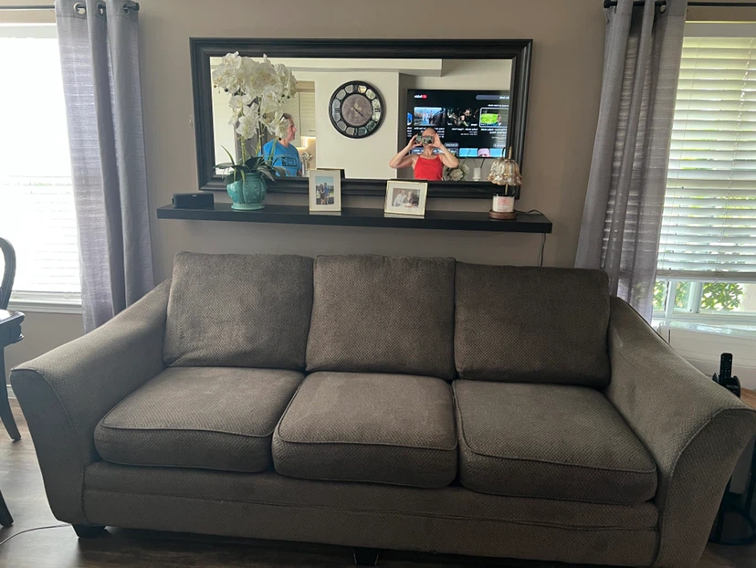 Brown Three-Seater Sofa