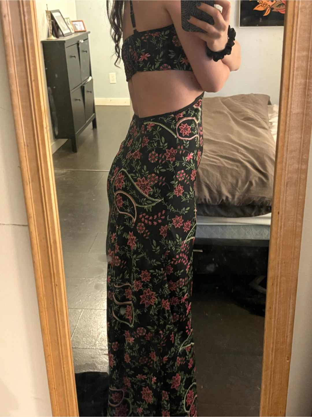 Commense Floral Paisley Cut-Out Maxi Dress Size S