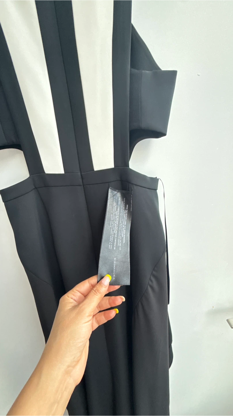 BCBGMAXAZRIA Black and White Cutout Maxi Dress - photo 3