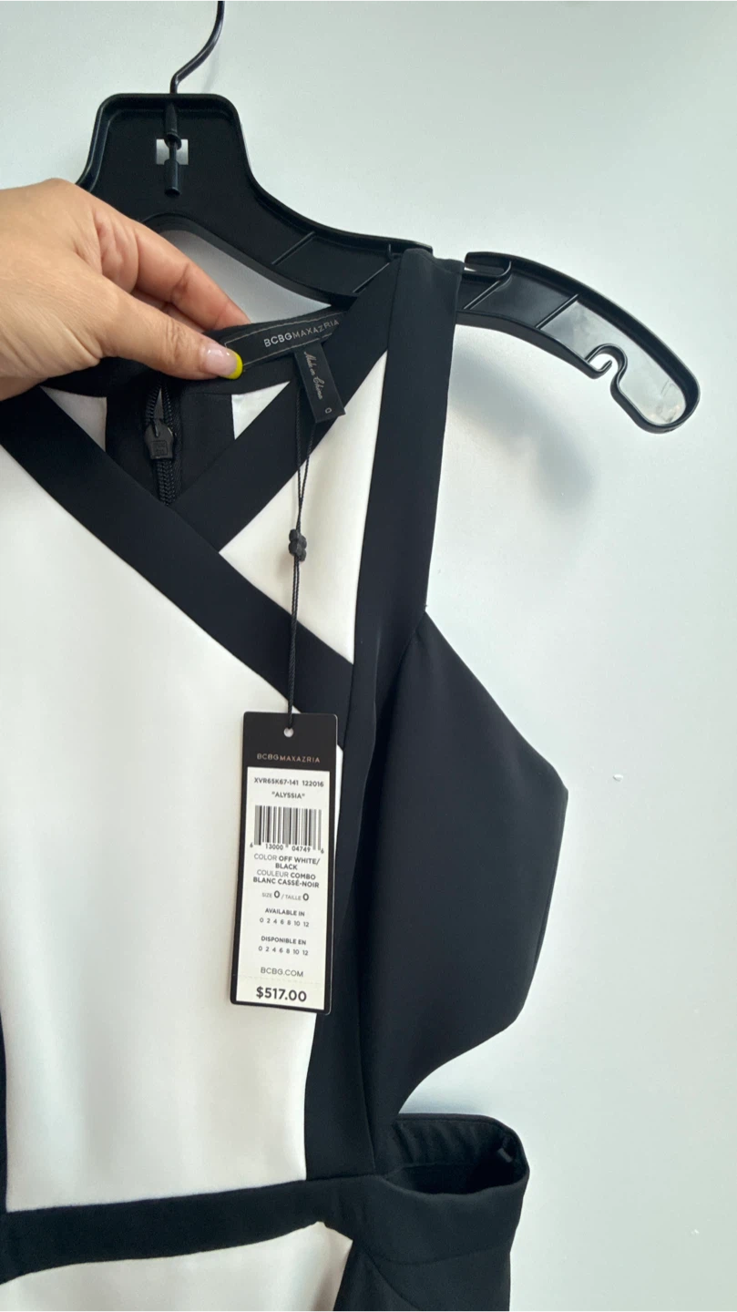 BCBGMAXAZRIA Black and White Cutout Maxi Dress - photo 4