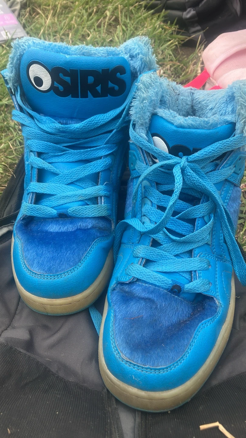 Osiris Blue Furry High-Top Skate Shoes