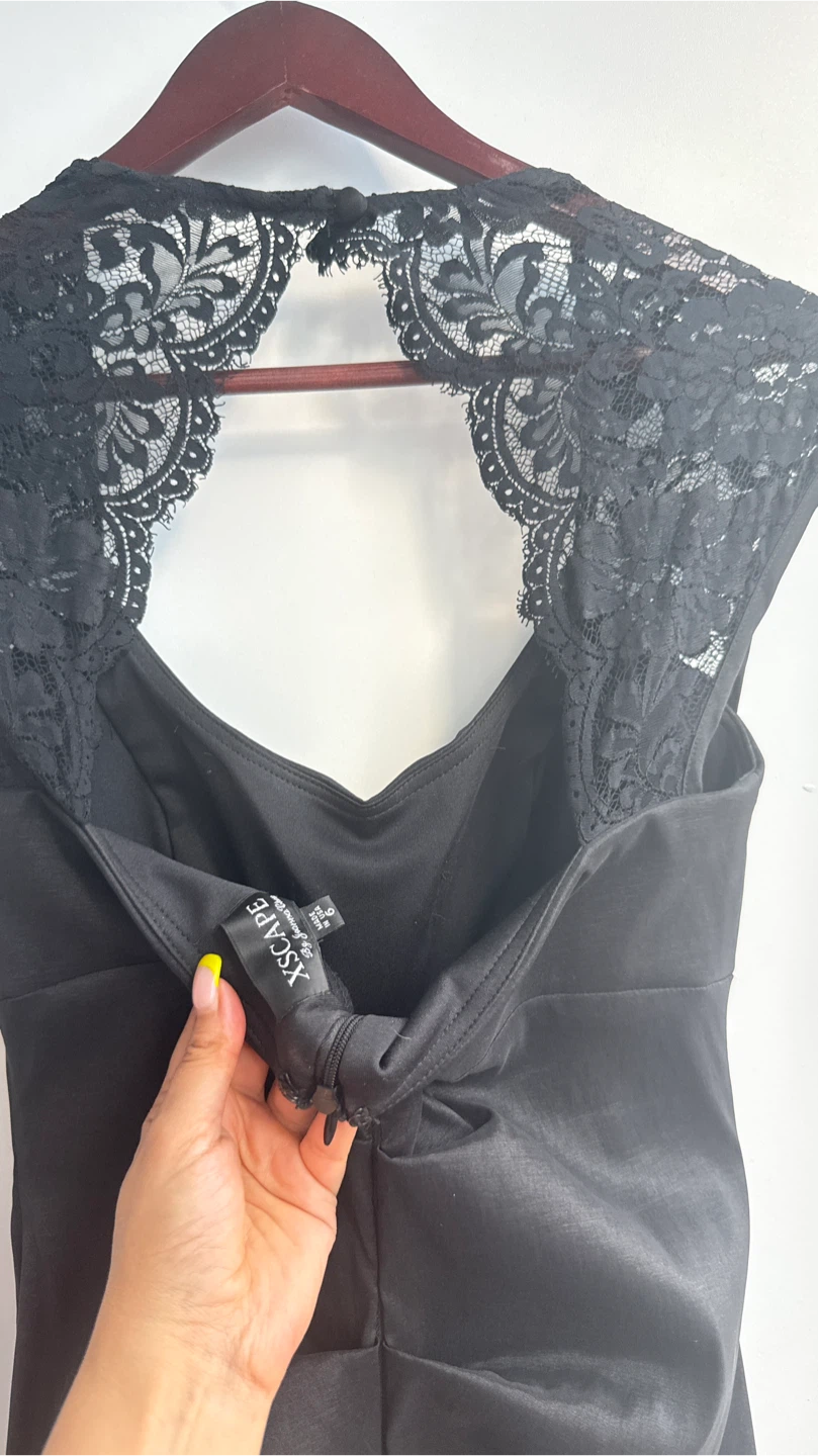 Xscape Black Lace Trim Evening Gown - photo 3