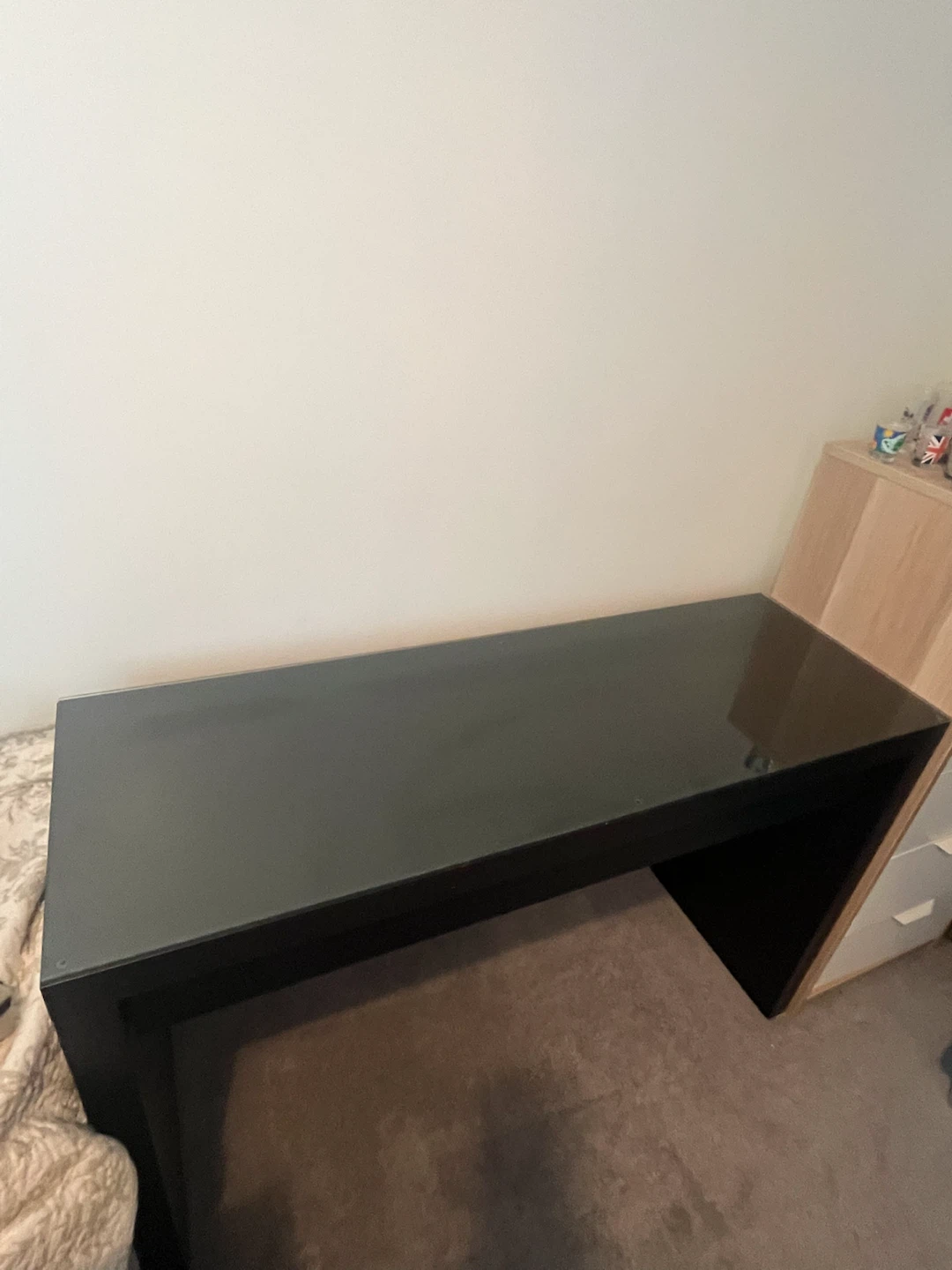Black Glass Top Console Table/Desk - photo 4