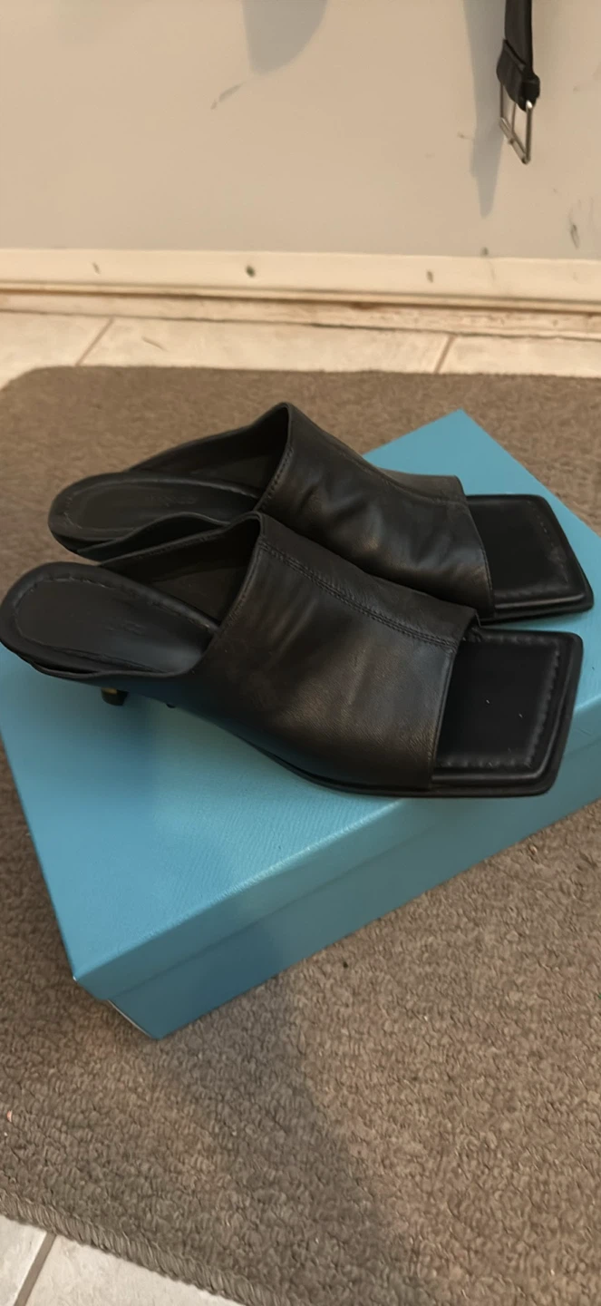Black Leather Slide Heels