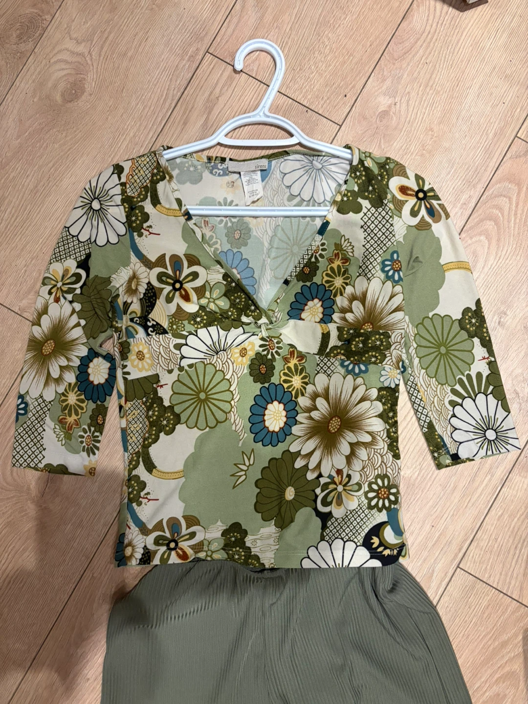 Esprit Floral Print V-Neck Top and Wide Leg Pants Set