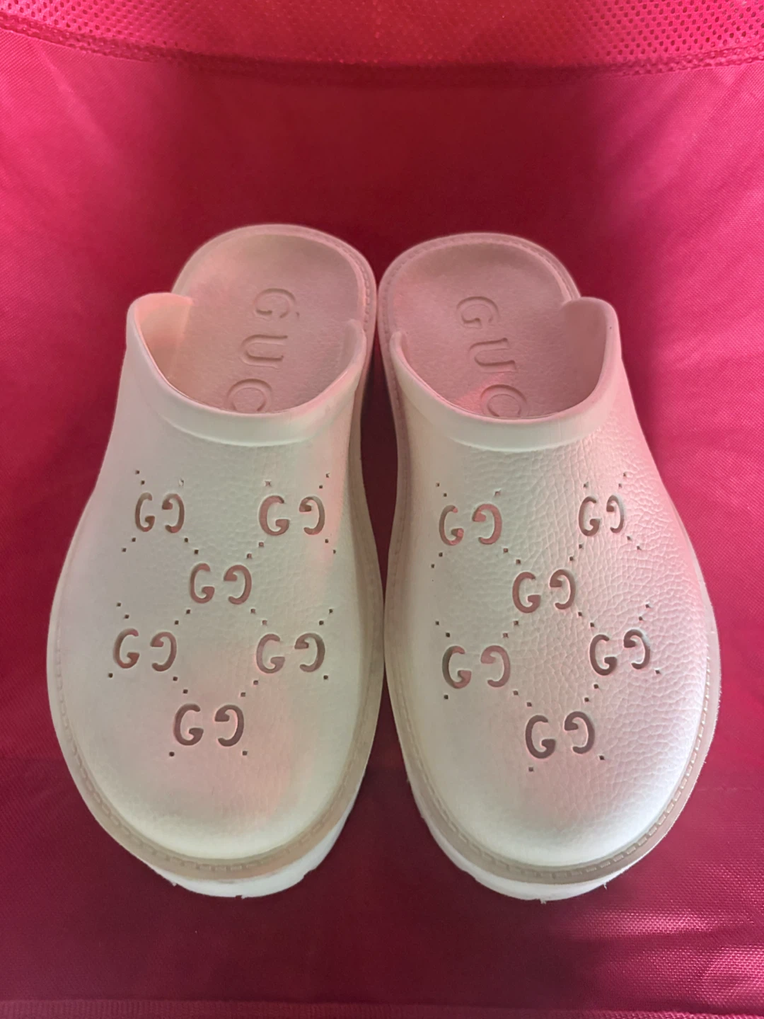 Gucci White GG Slides