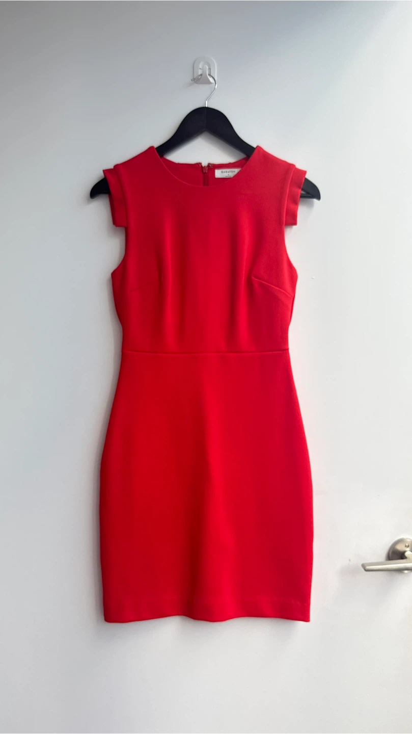 Babaton Red Sleeveless Sheath Dress