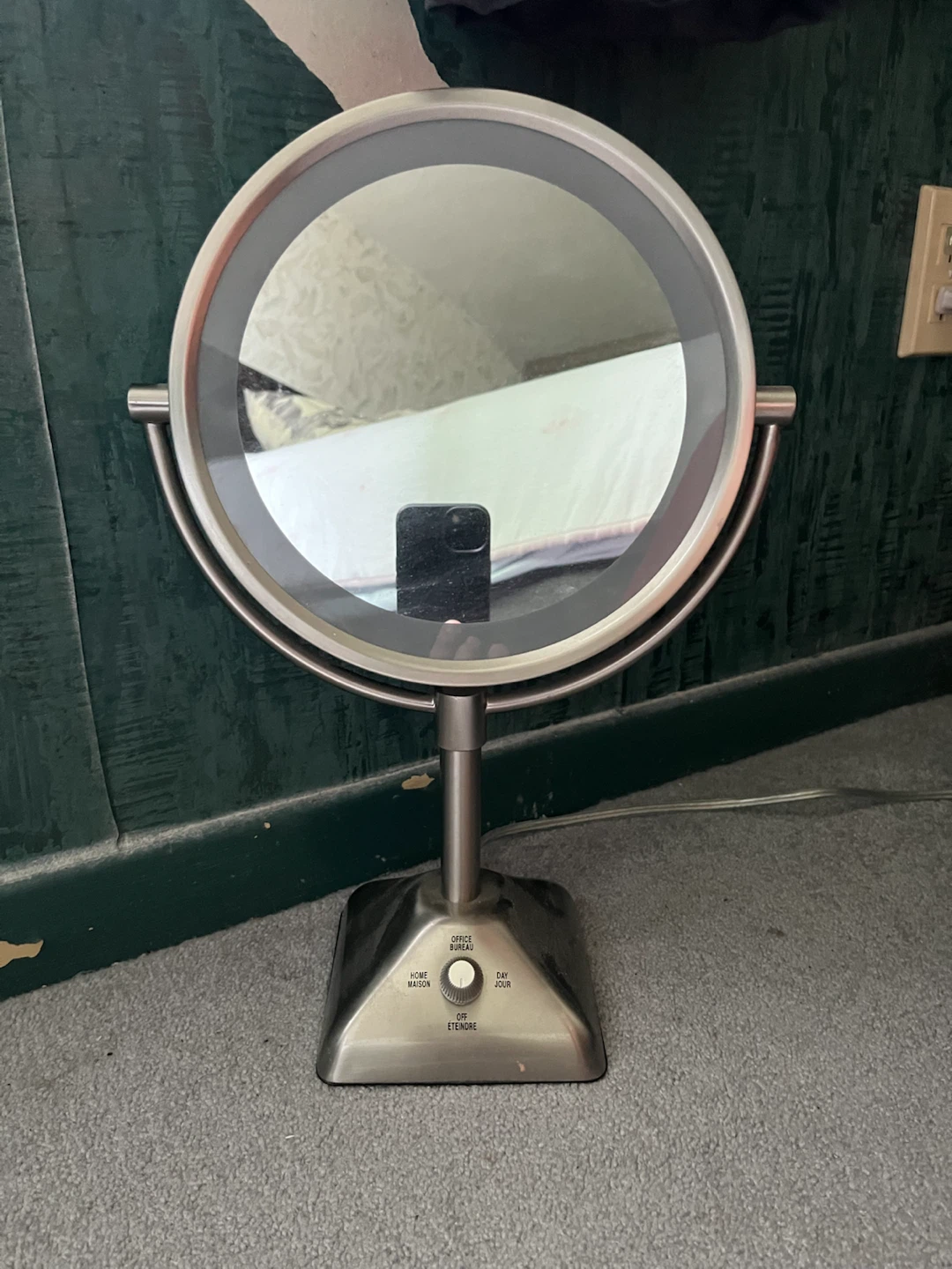 Lighted Makeup Mirror with Brushed Nickel Finish