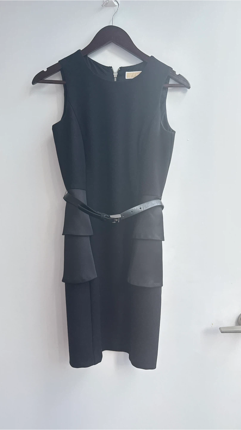 MICHAEL Michael Kors Black Sheath Dress with Belt Size 0