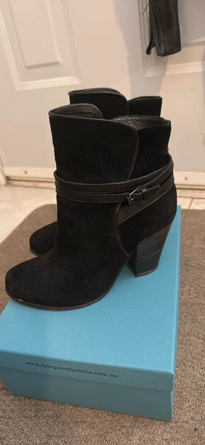 All Saints Black Suede Ankle Boots