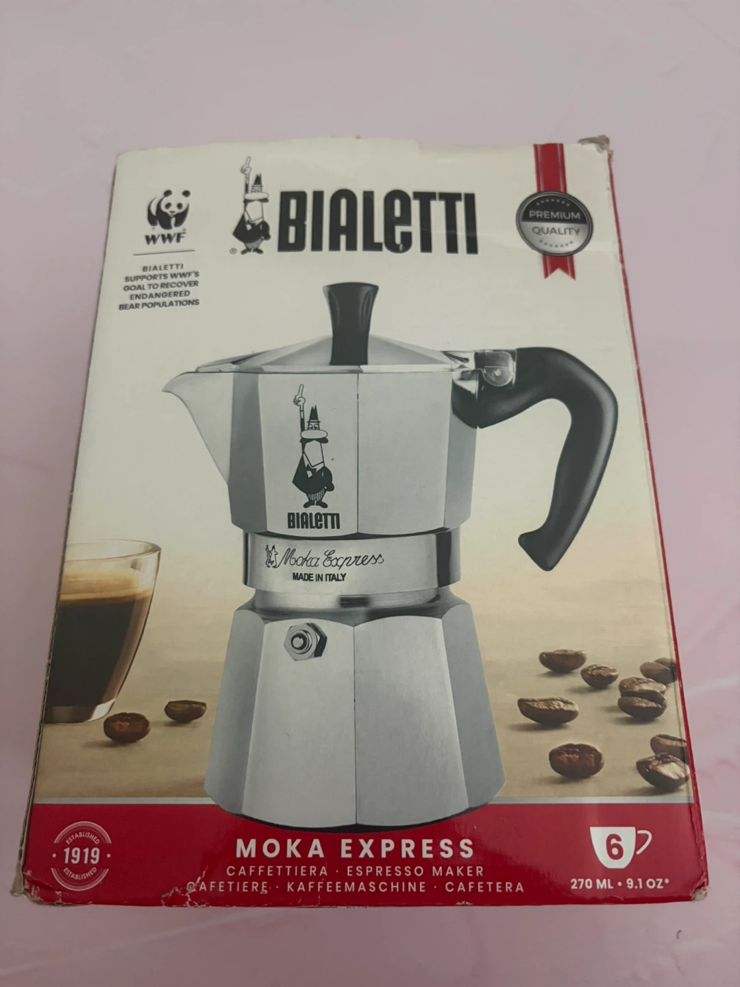 New Bialetti Moka Express 6-cup Stovetop Espresso Maker
