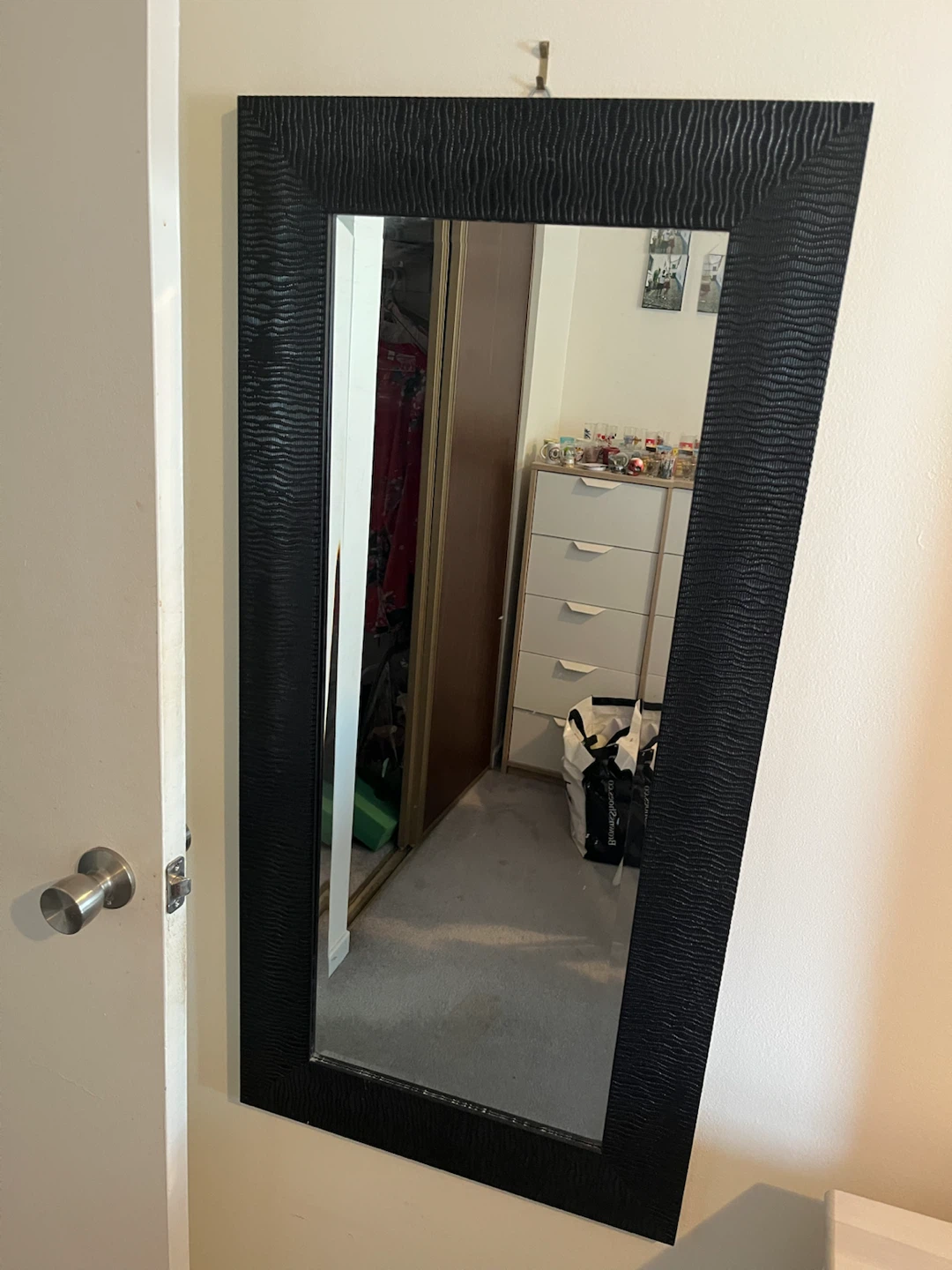 Black Textured Frame Mirror
