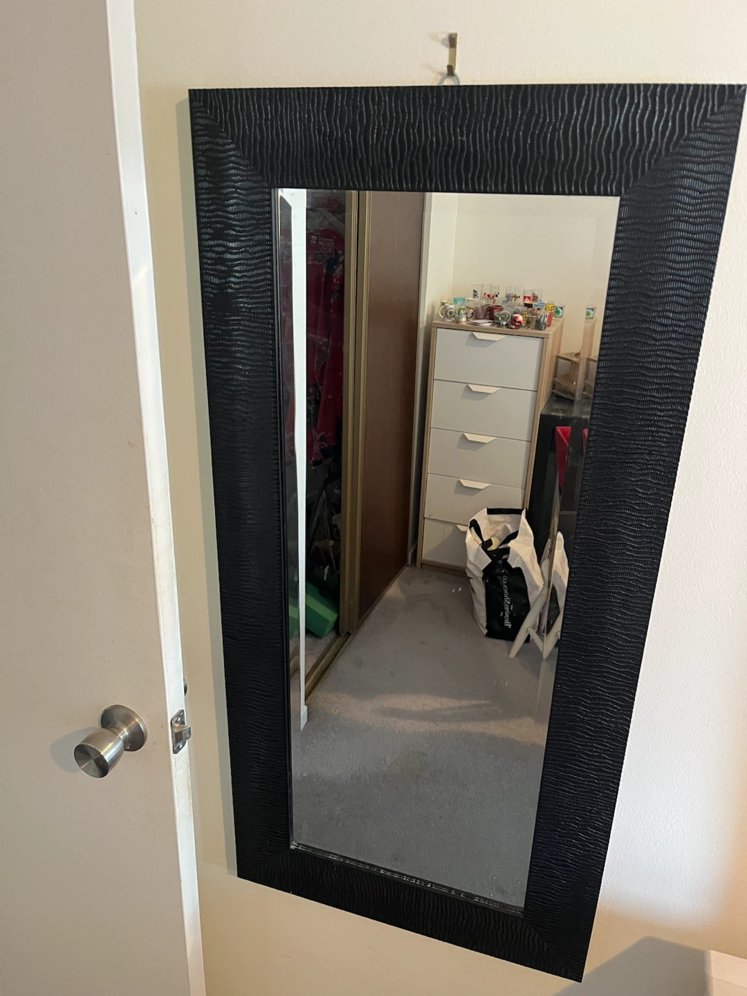 Black Textured Frame Mirror - photo 2