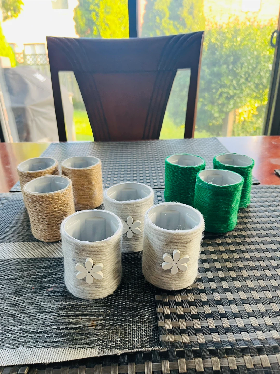 NEW handcrafted flower plant container / pot decor
