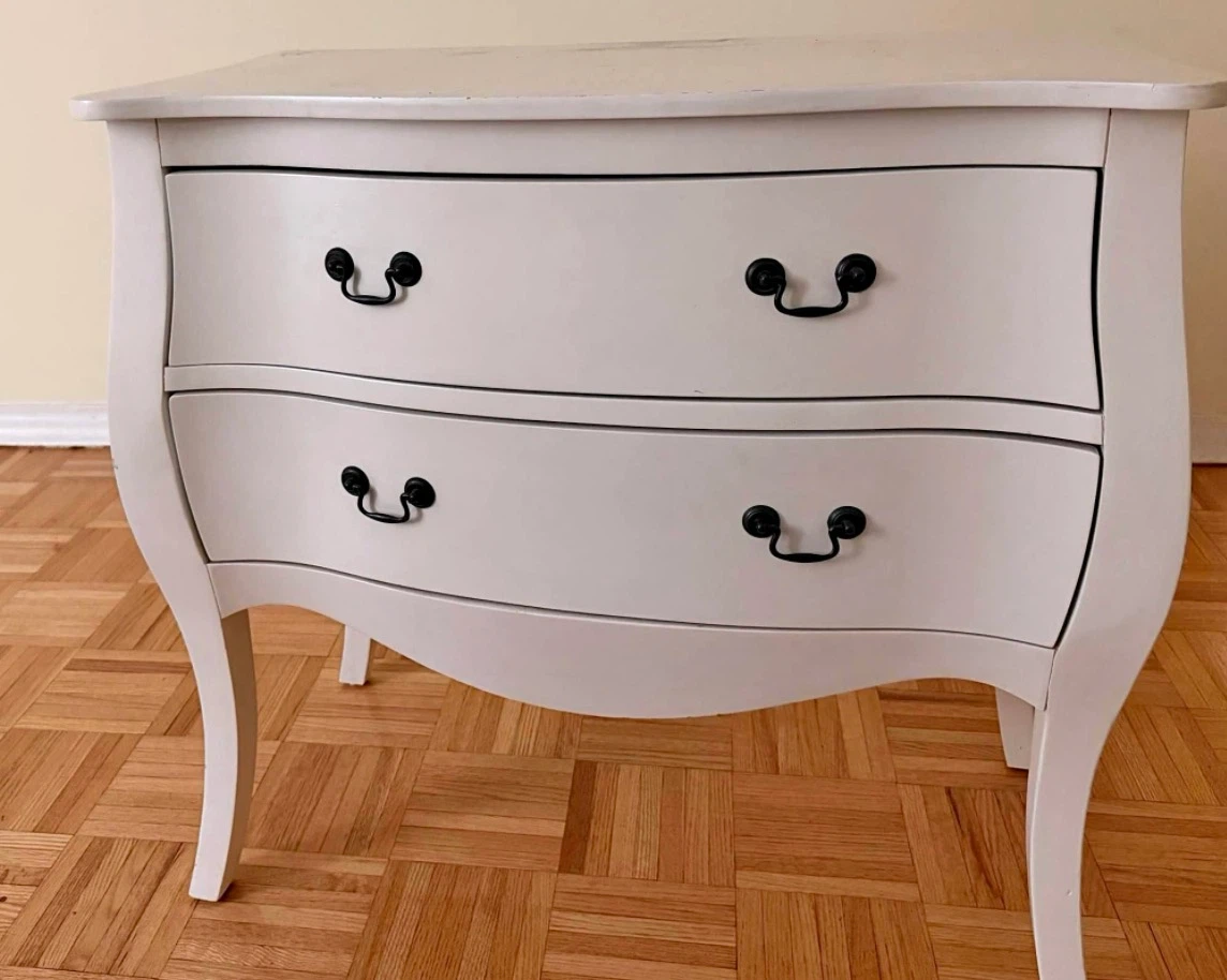 2-Drawer Curved Chest of Drawers - White
