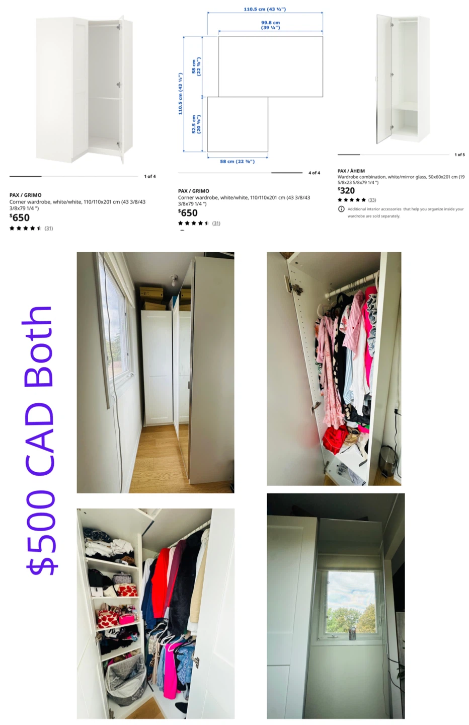 Corner Wardrobe White IKEA PAX/GRIMO