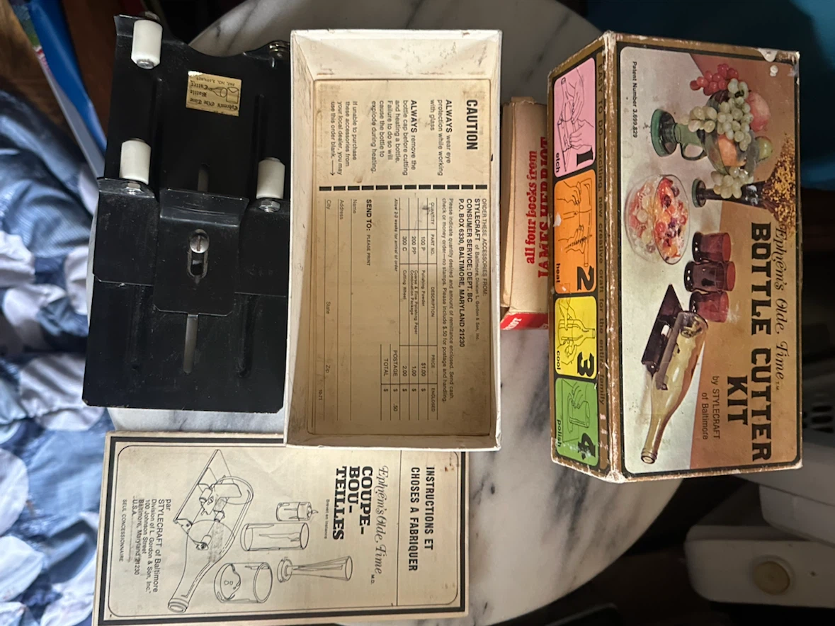 Vintage 1970s Ephrems Olde Time Glass Bottle Cutter Kit Boxed - photo 2