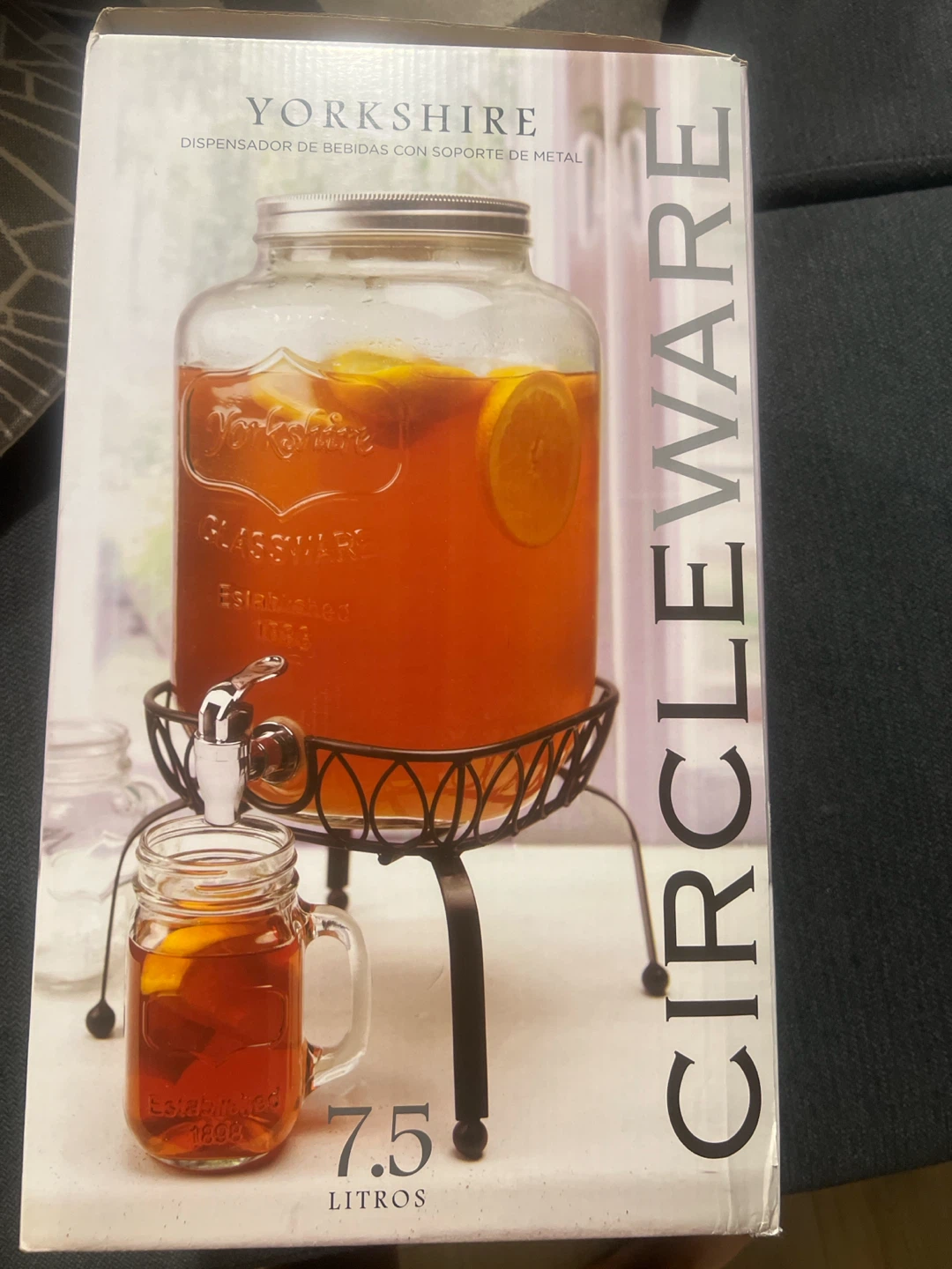 Yorkshire Glassware Beverage Dispenser with Metal Stand