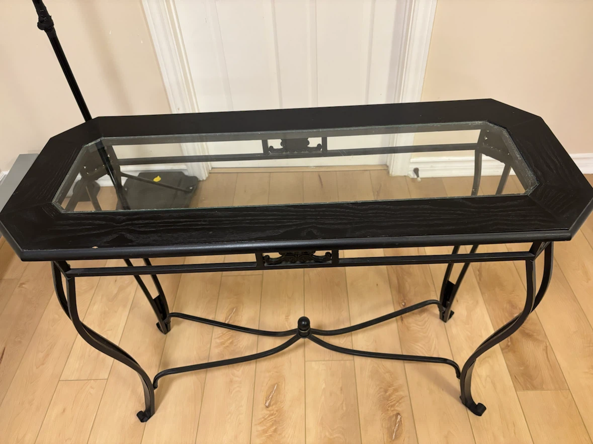Black Console Table with Glass Top