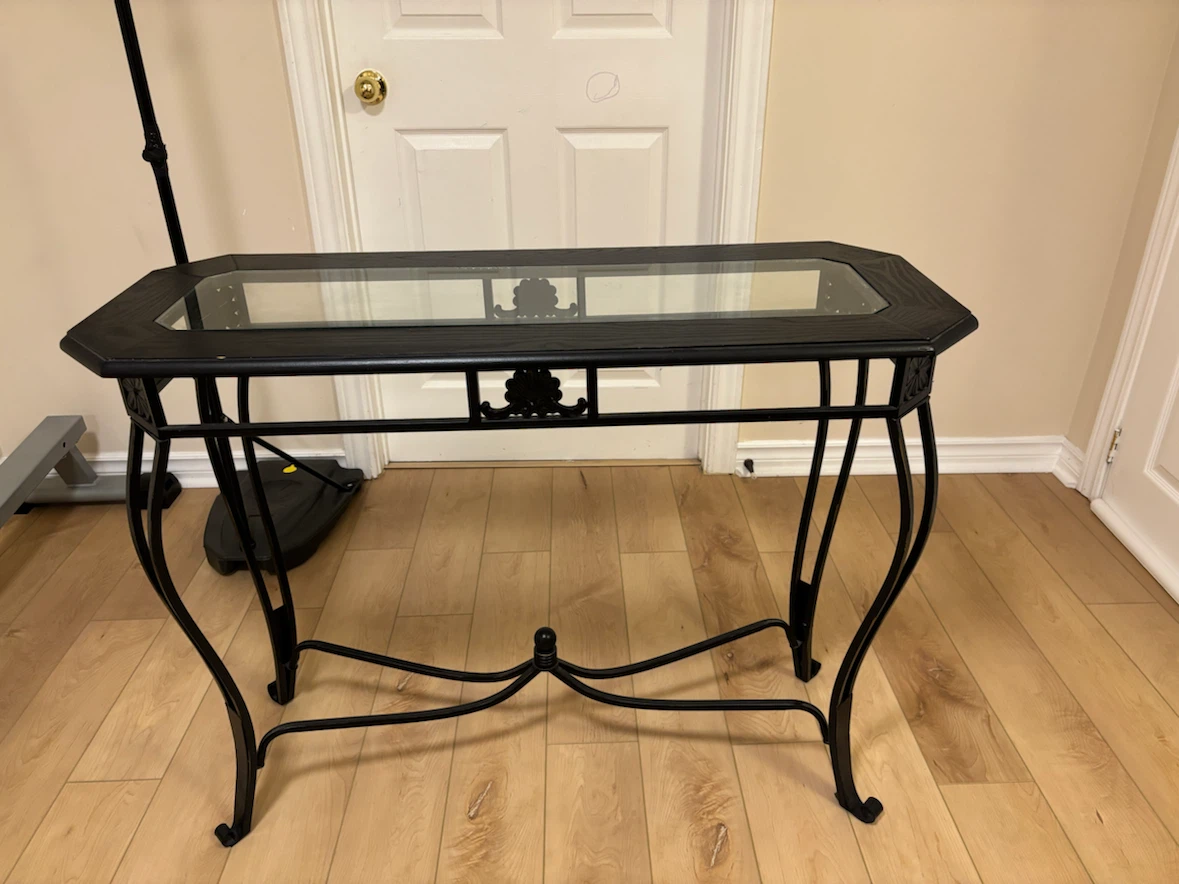 Black Console Table with Glass Top - photo 2