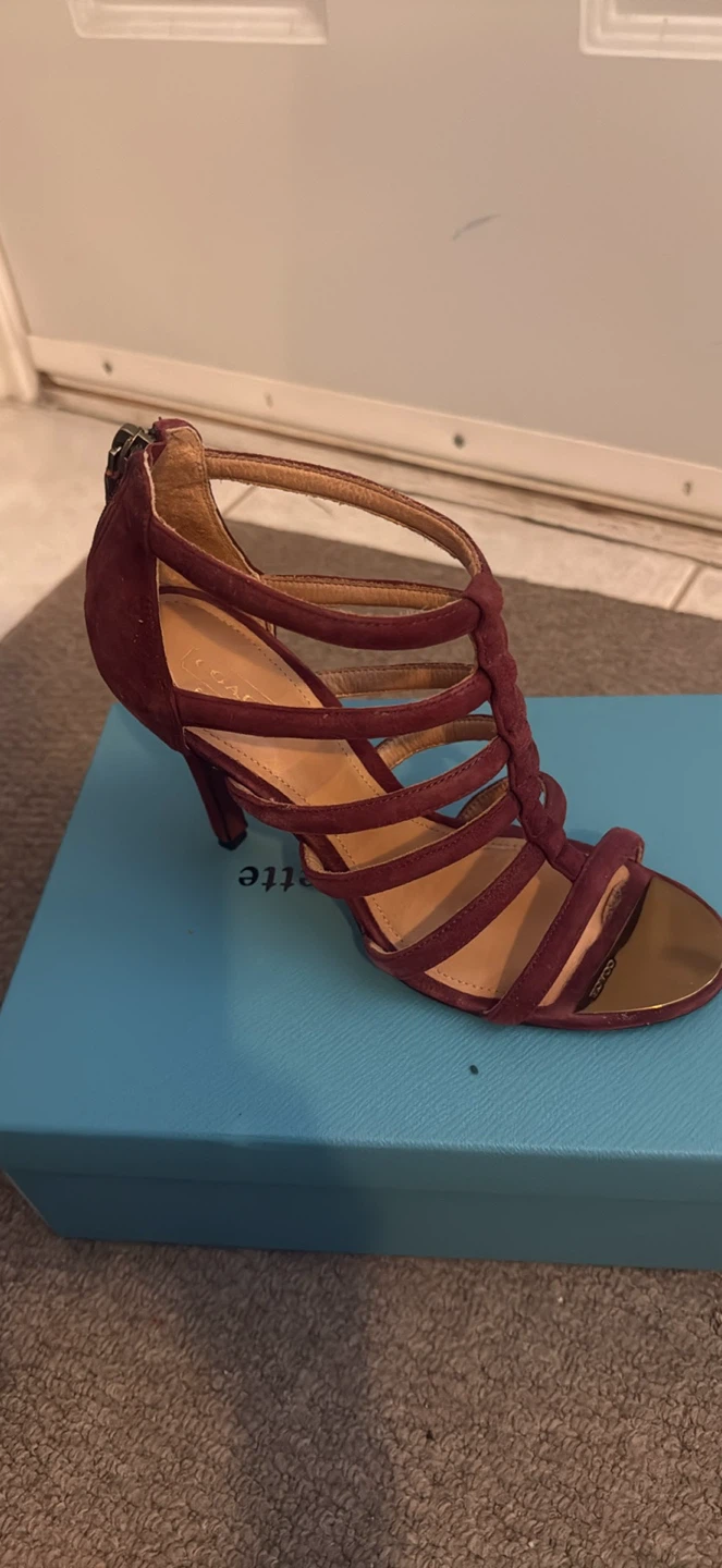 Coach Burgundy Suede Strappy Heels