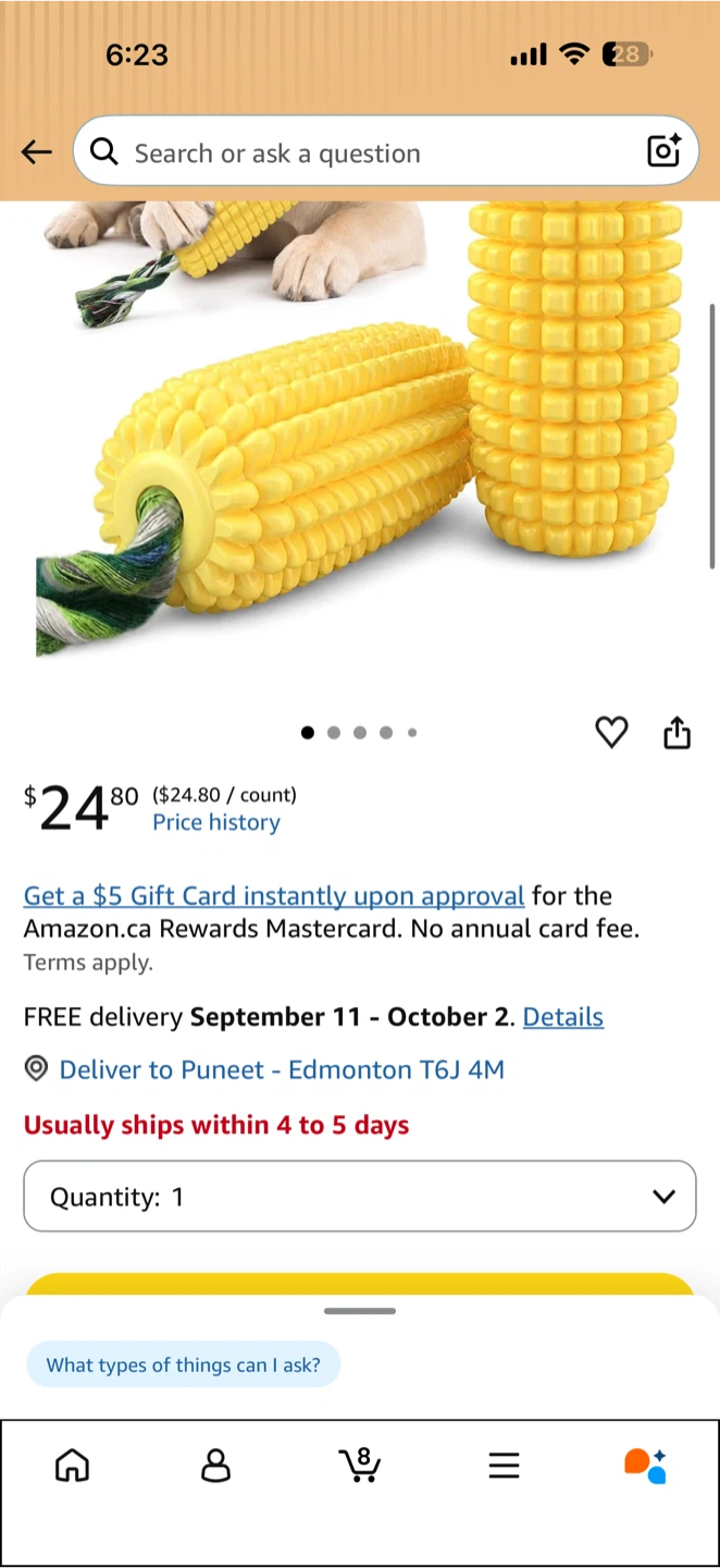 2 Dog Chew Toy - Corn Cob & Fish Shape