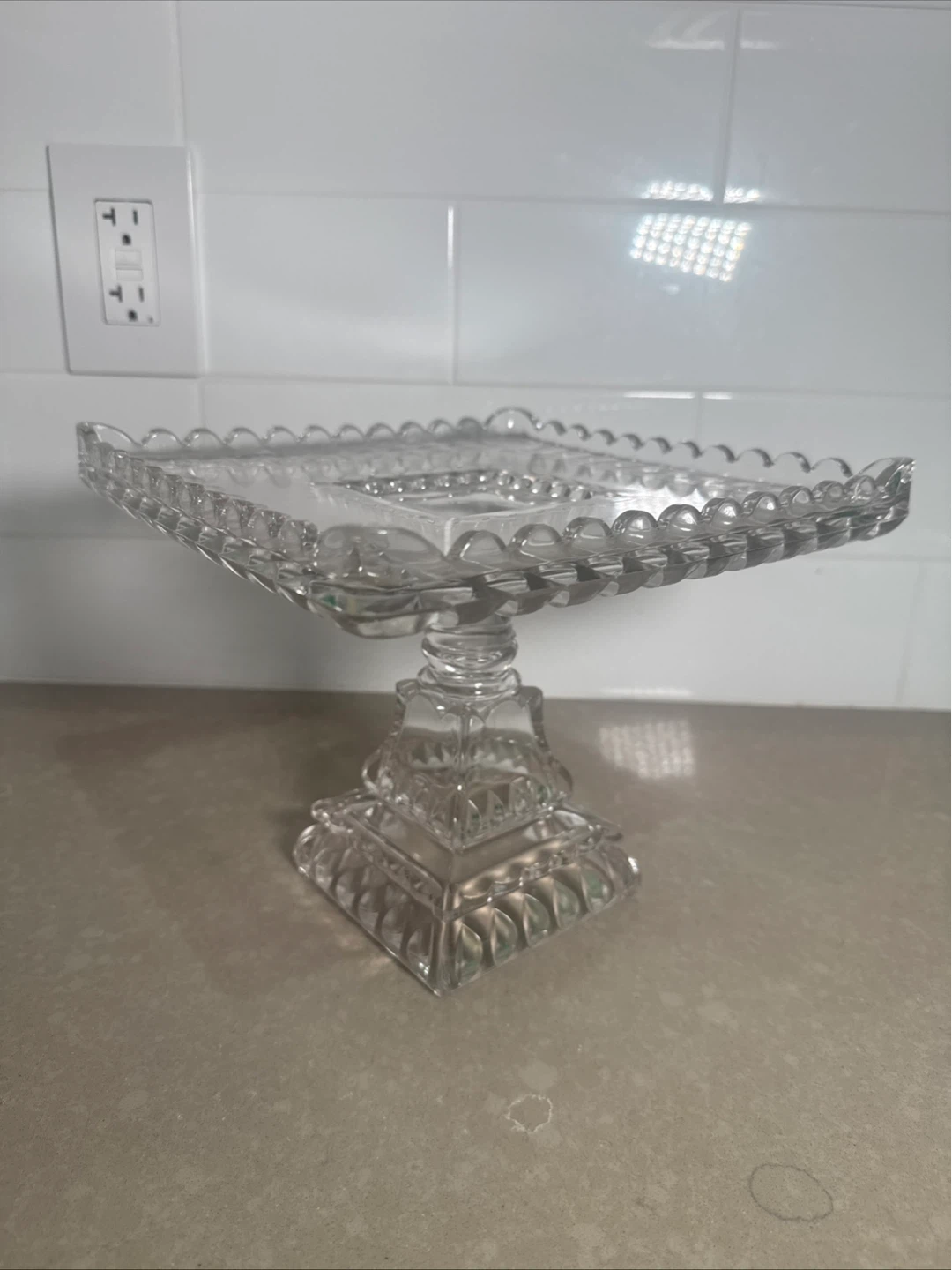 Glass Square Cake Stand Pedestal - photo 2