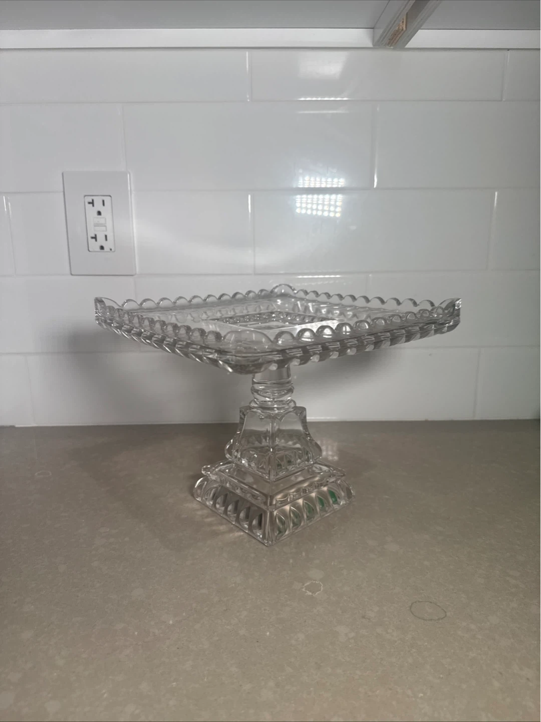 Glass Square Cake Stand Pedestal
