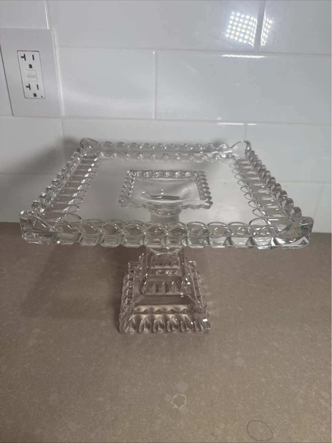 Glass Square Cake Stand Pedestal - photo 3