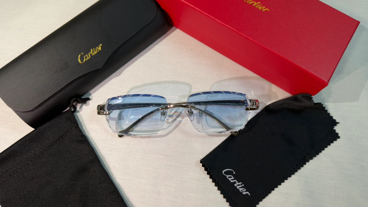 Cartier Rimless Sunglasses - Blue Gradient Lenses