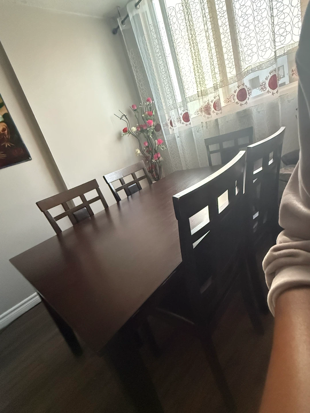 Dark Wood Dining Table and Chairs Set - photo 4