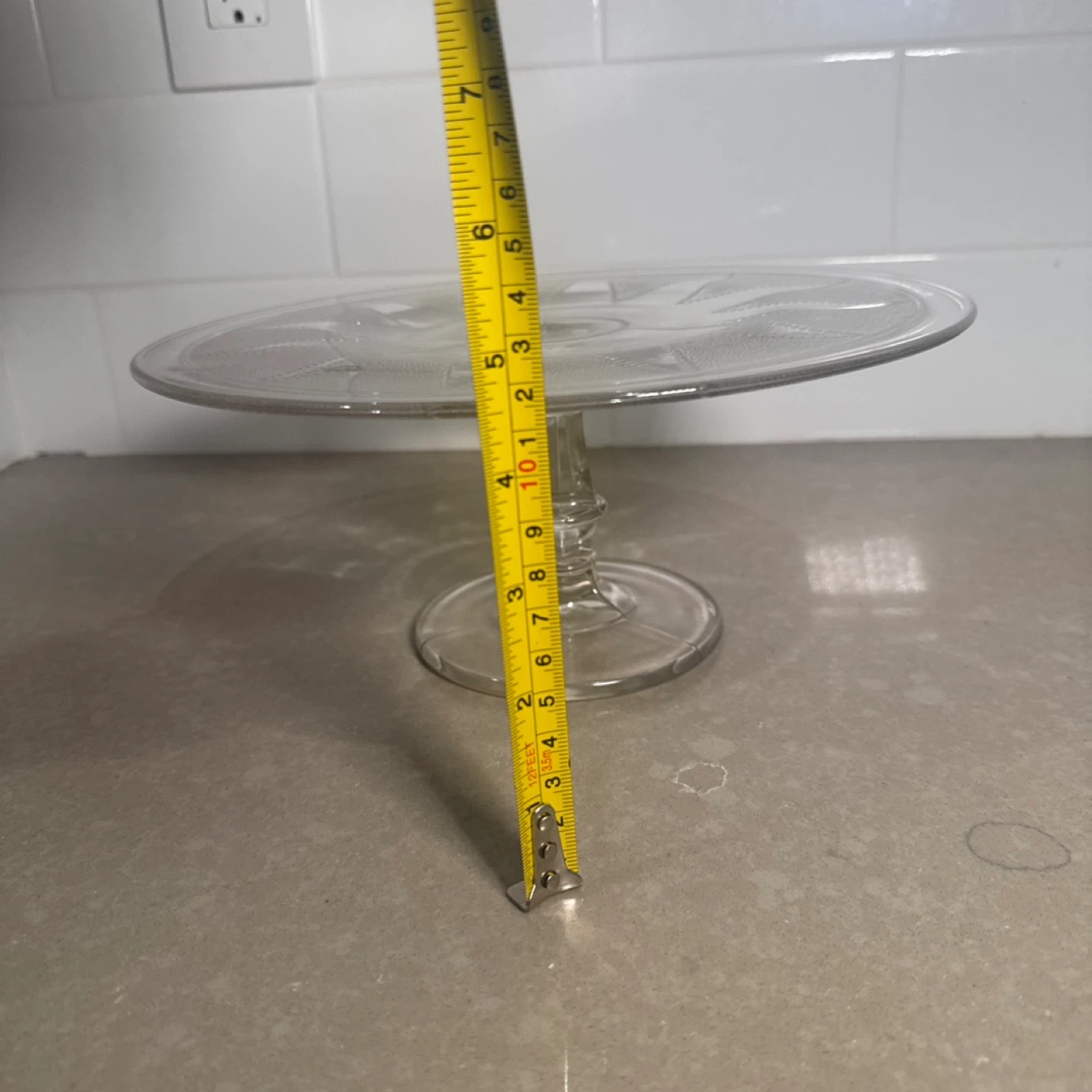 Glass Cake Stand with Embossed Design - photo 5