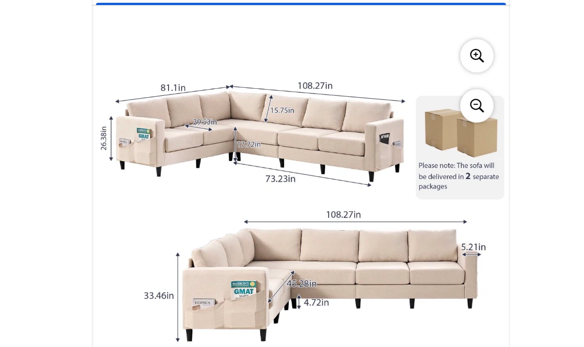 L-shaped oversized sectional