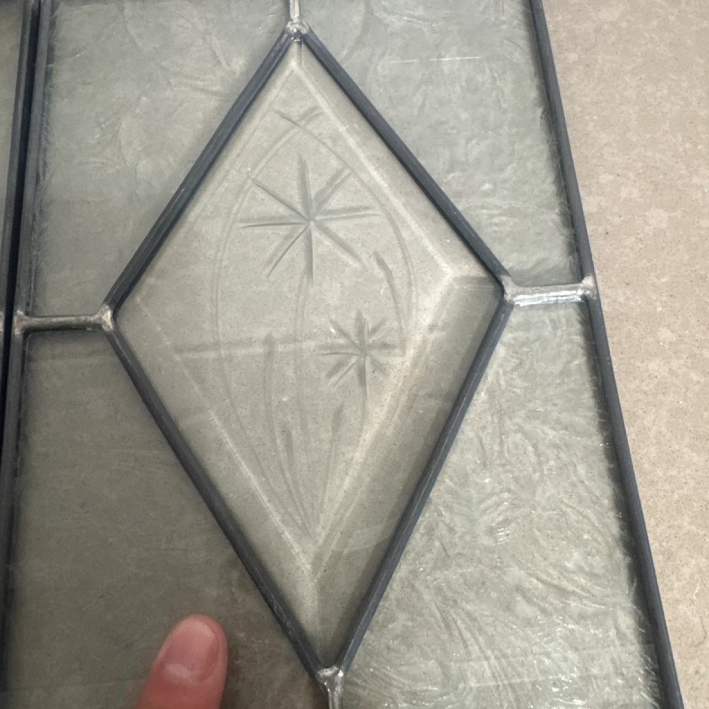 Set of 6 Stained Glass Panels with Etched Designs - photo 5