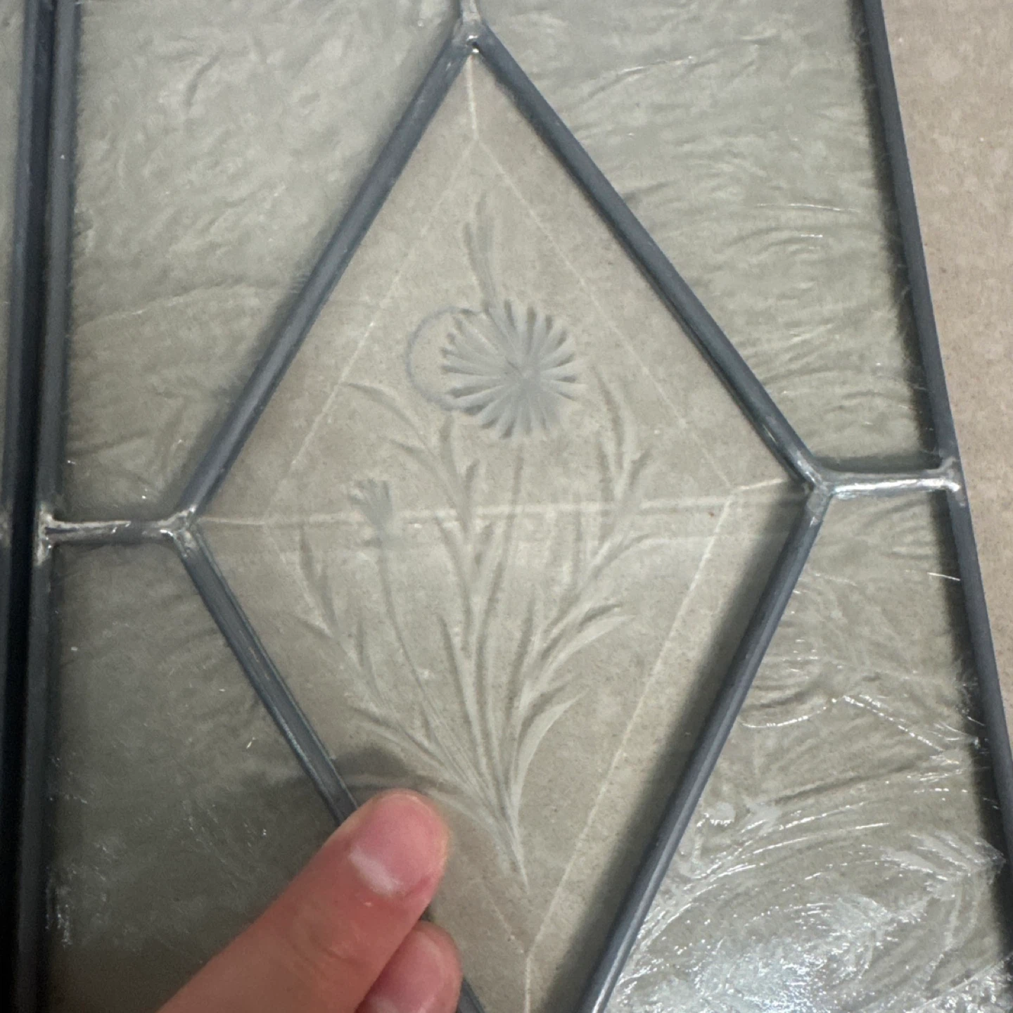 Set of 6 Stained Glass Panels with Etched Designs - photo 3