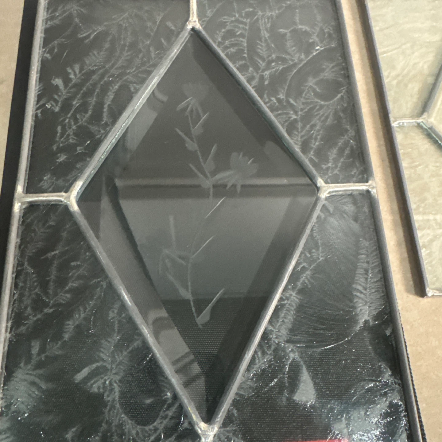 Set of 6 Stained Glass Panels with Etched Designs - photo 2