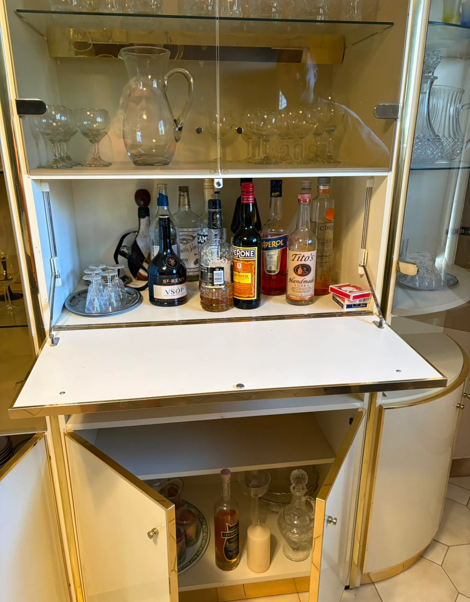 Vintage Off White Bar/Cabinet with Glass Doors - photo 3