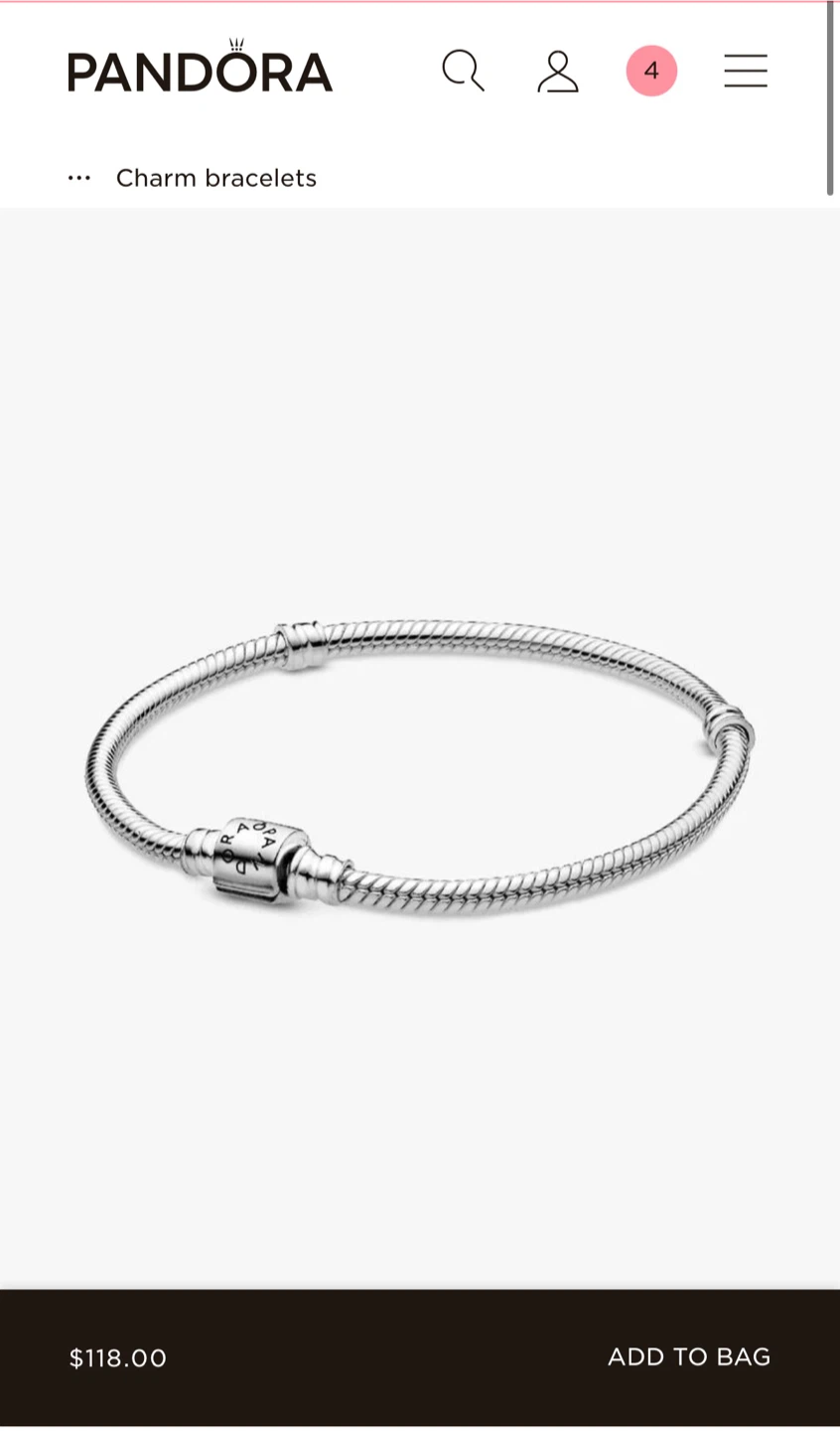 Authentic Pandora Barrel Clasp Bracelet - size 19cm / 7.5” - NEW - photo 2