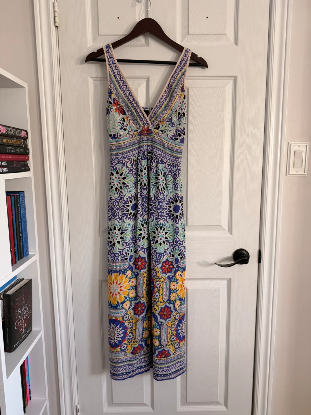 Angie Geometric Print Rayon Maxi Dress Blue Multi Size S - photo 2