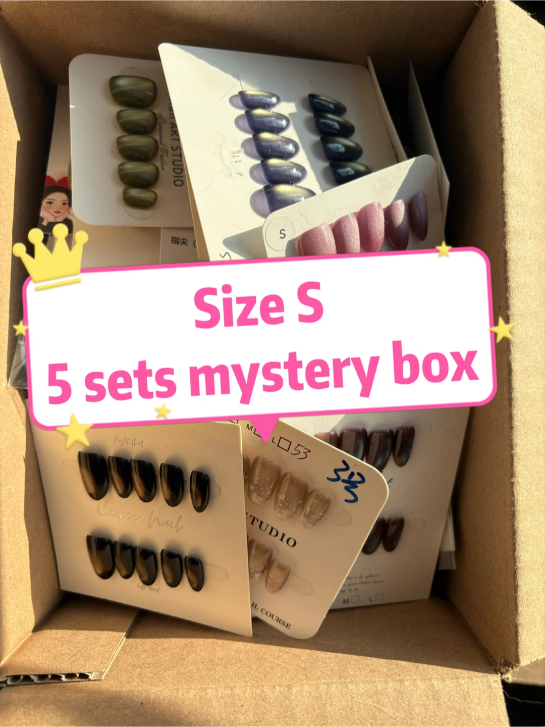 Size S Mystery Box - 5 Sets of Press-On Nails