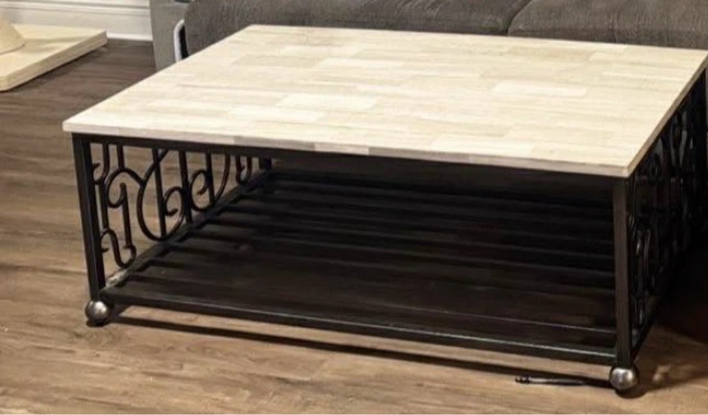 Coffee Table with Black Metal Frame