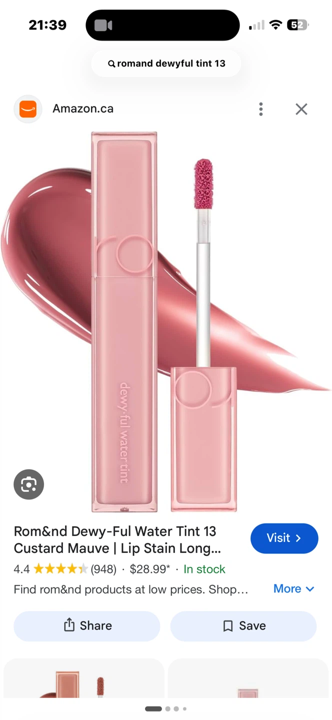 (Unopened)Rom&nd Dewy-Ful Water Tint #13 Custard Mauve - photo 2