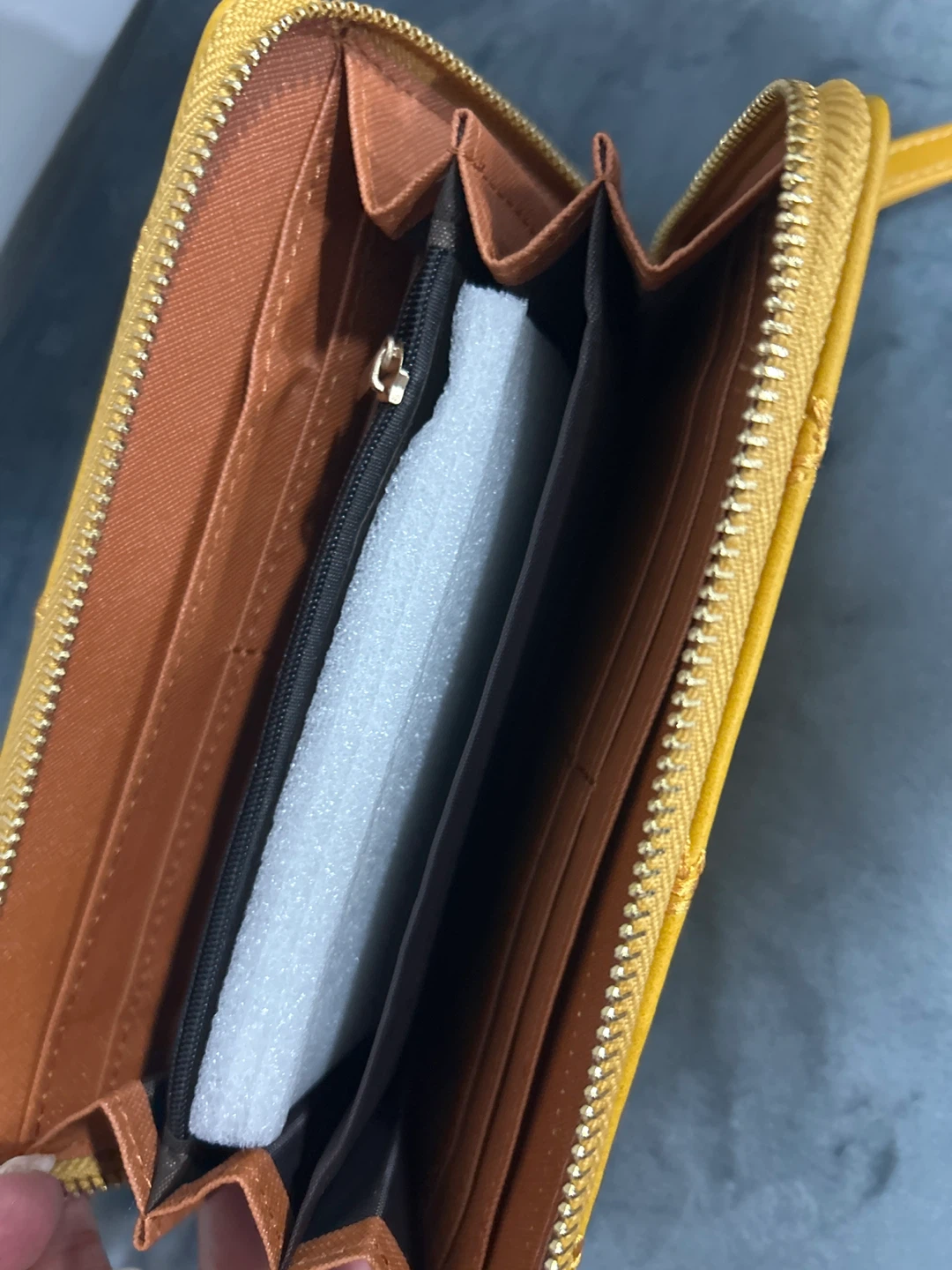 Yellow Quilted Zip-Around Wallet with Wrist Strap - photo 2