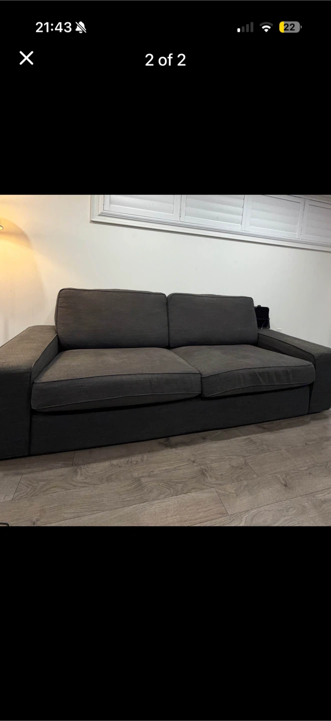 Great Condition - Dark grey fabric sofa - photo 2