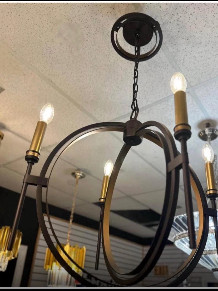Industrial Style Bronze Orb Chandelier